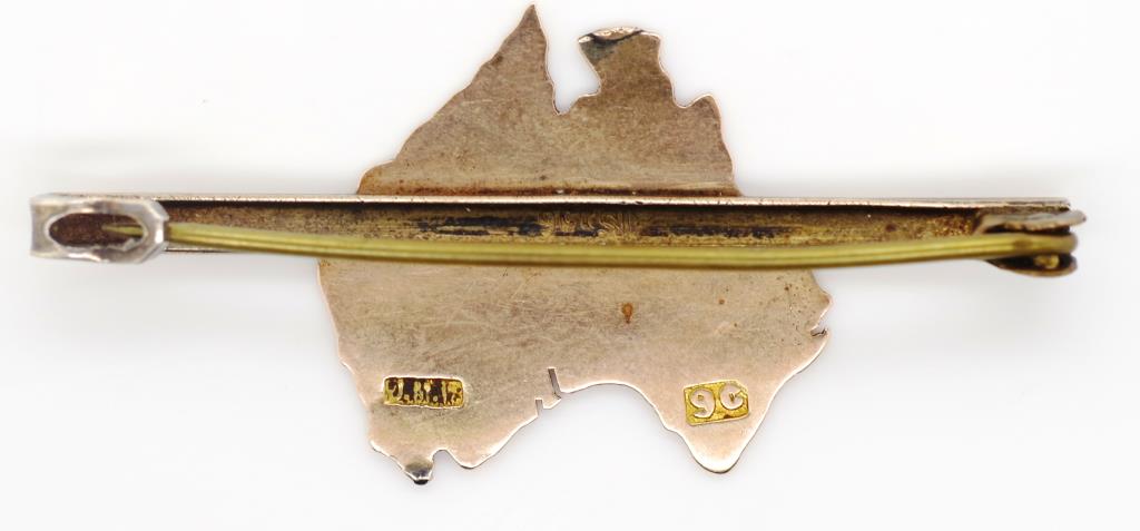 9ct gold map of Australia brooch - Image 2 of 2