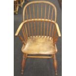 19th century English elm and yew Windsor chair