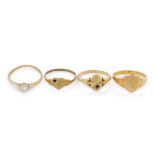Lot of four gold rings