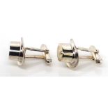 Elizabeth II sterling silver top hat cufflinks