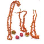 A collection of coral beaded jewellery