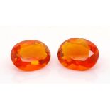 A pair of loose Mexican fire opals