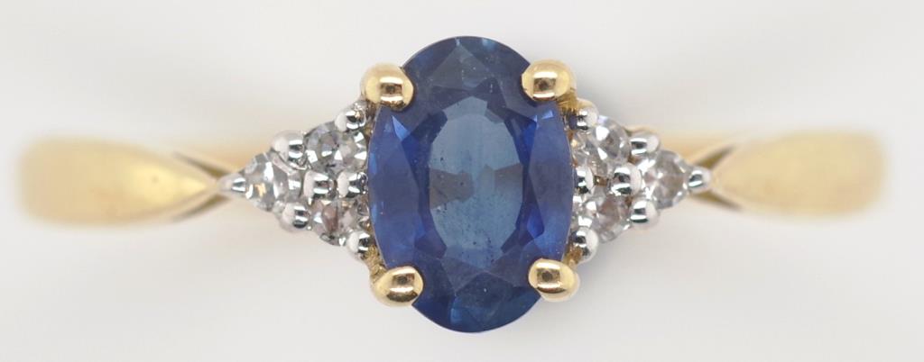 14ct gold sapphire and diamond ring - Image 4 of 5