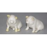 Pair Belleek ceramic pig figures