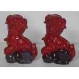 Pair Royal Doulton flambe 'Dog of Fo' figures