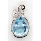 6.48ct Aquamarine, diamond and 18ct gold pendant