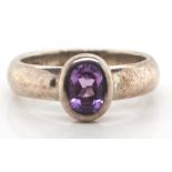 Amethyst and sterling silver ring