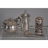 Three various sterling silver condiment items