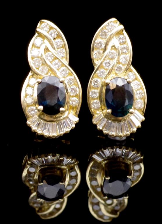 Gold, sapphire and diamond earrings. - Image 2 of 5