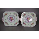 Pair vintage Shelley ' Crochet' cake plates