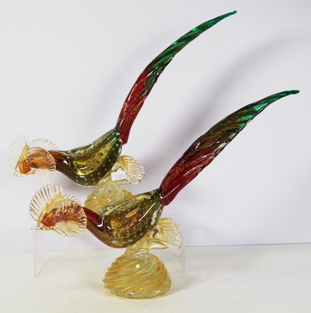 Pair of Murano glass rooster figurines - Image 2 of 3