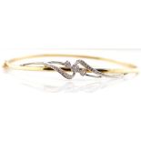 9ct two tone gold and diamond bangle