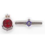 Two sterling silver and enamel Royal brooches
