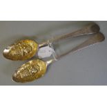 Pair George III sterling silver berry spoons