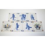 Seven vintage Delft ceramic tiles