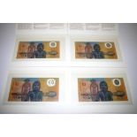 Four 1988 Australian commemorative $10 notes