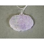 Chinese carved lavender jade pendant