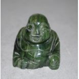 Chinese hard green stone carved Buddha figurine