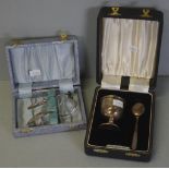 Elizabeth II two piece silver christening set