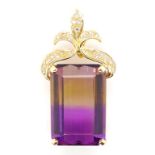 14ct yellow diamond and ametrine pendant