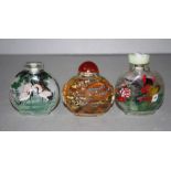 Three various Chinese inside painted snuff bottles