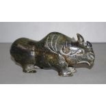 Chinese carved hard stone rhinoserous figure