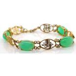 Chinese gold and Chrysoprase bracelet
