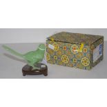 Chinese green hardstone bird figurine