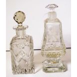 Two early crystal condiment decanters