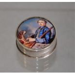 Sterling silver and enamel lidded pill box