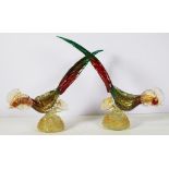 Pair of Murano glass rooster figurines