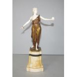 Antique ivory & bronze sculpture of lady