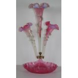 Victorian cranberry glass epergne