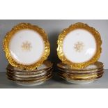 Vintage set twelve Limoges gilt decorated plates