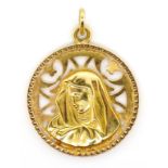 18ct yellow gold Madonna pendant