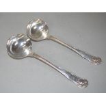 Pair Victorian sterling silver sauce ladles