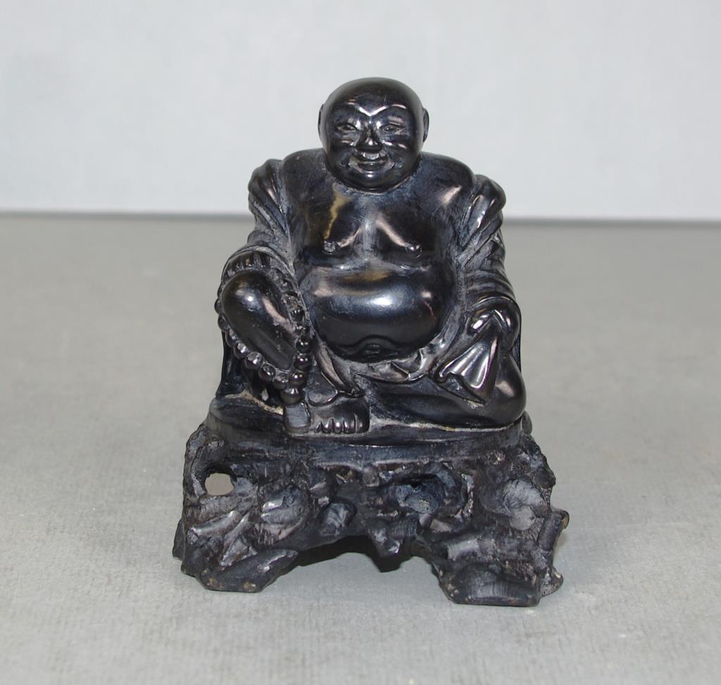 Chinese carved black basalt Buddha figurine