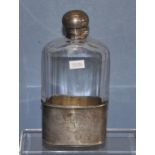 Victorian sterling silver & crystal whisky flask