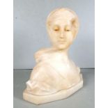 Antique alabaster bust of woman