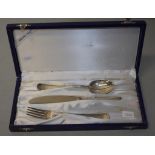 Boxed continental silver three piece set cutlery