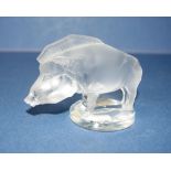 Lalique crystal boar figure