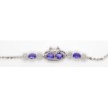 Tanzanite and silver courting swan bracelet