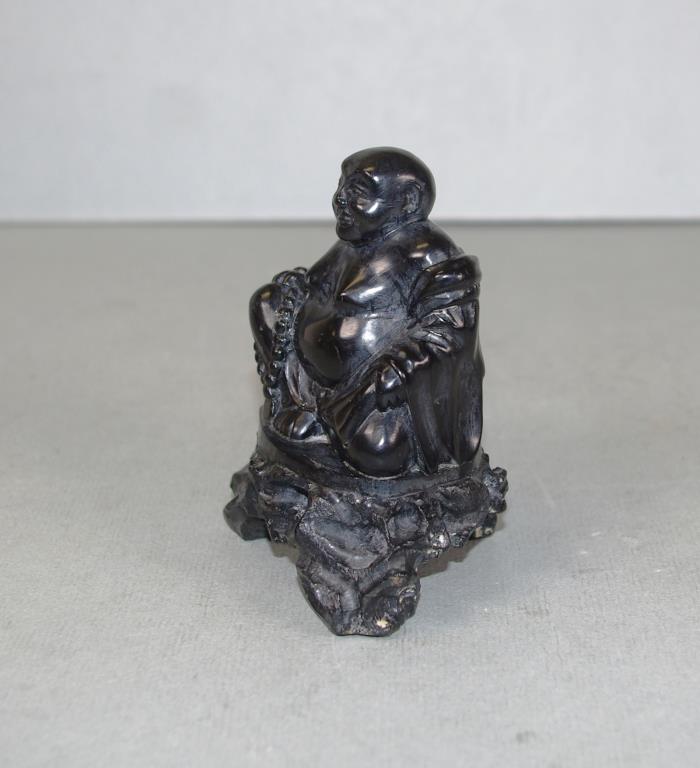 Chinese carved black basalt Buddha figurine - Image 3 of 4