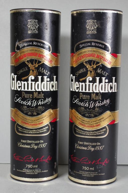 Two bottles: Glenfiddich Scotch Whisky