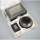 Boxed Russian silver Niello set,