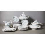 Twenty one piece green & white children's teaset