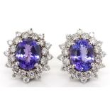 Tanzanite, diamond and gold cluster earrings