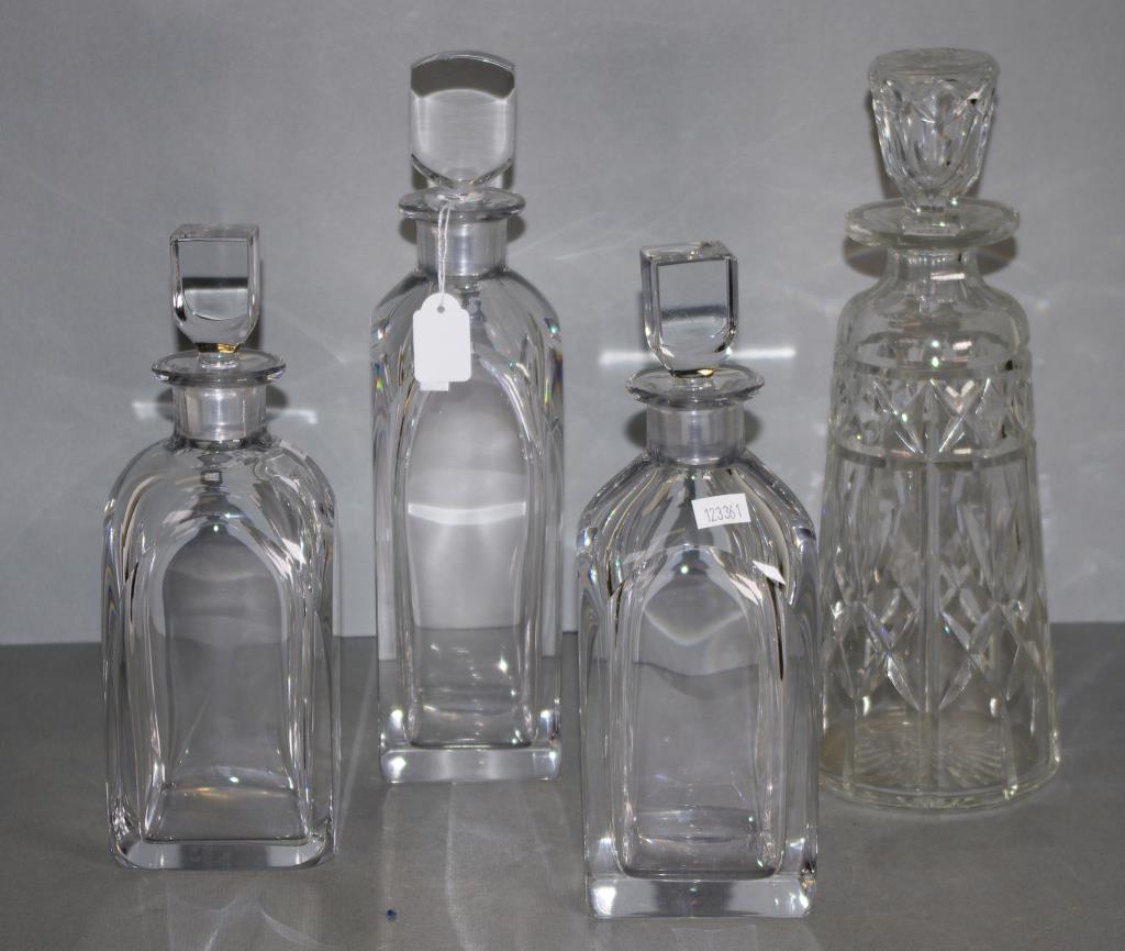 Three Orrefors crystal spirit decanters