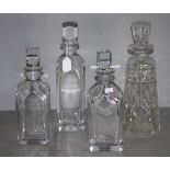 Three Orrefors crystal spirit decanters