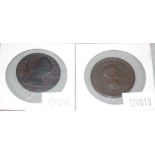 Two English Georgian half pennies